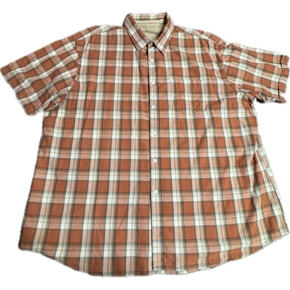 Arrow Blue Jean Co. Shirt Mens XXL Rust Plaid Short Sleeve Button Up Cotton - Picture 3 of 12